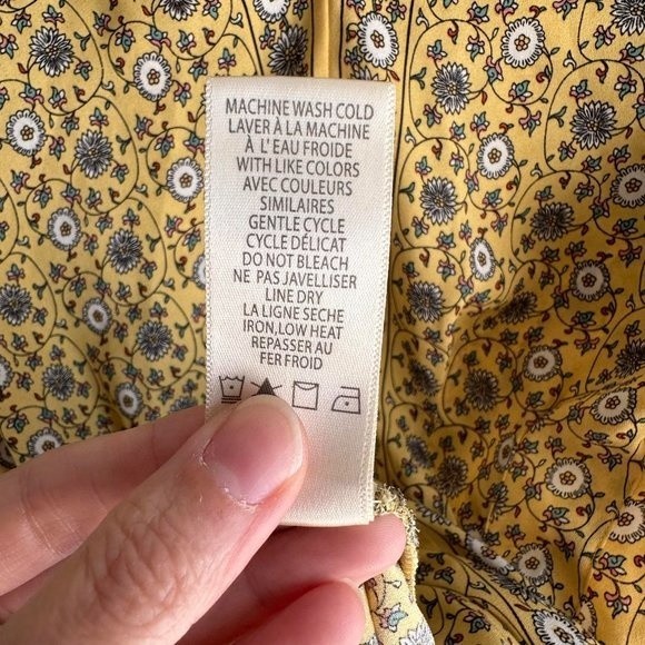 MAX STUDIO Yellow Floral Ladies V-Neck Peasant Boho Career Blouse, S - Picture 6 of 8